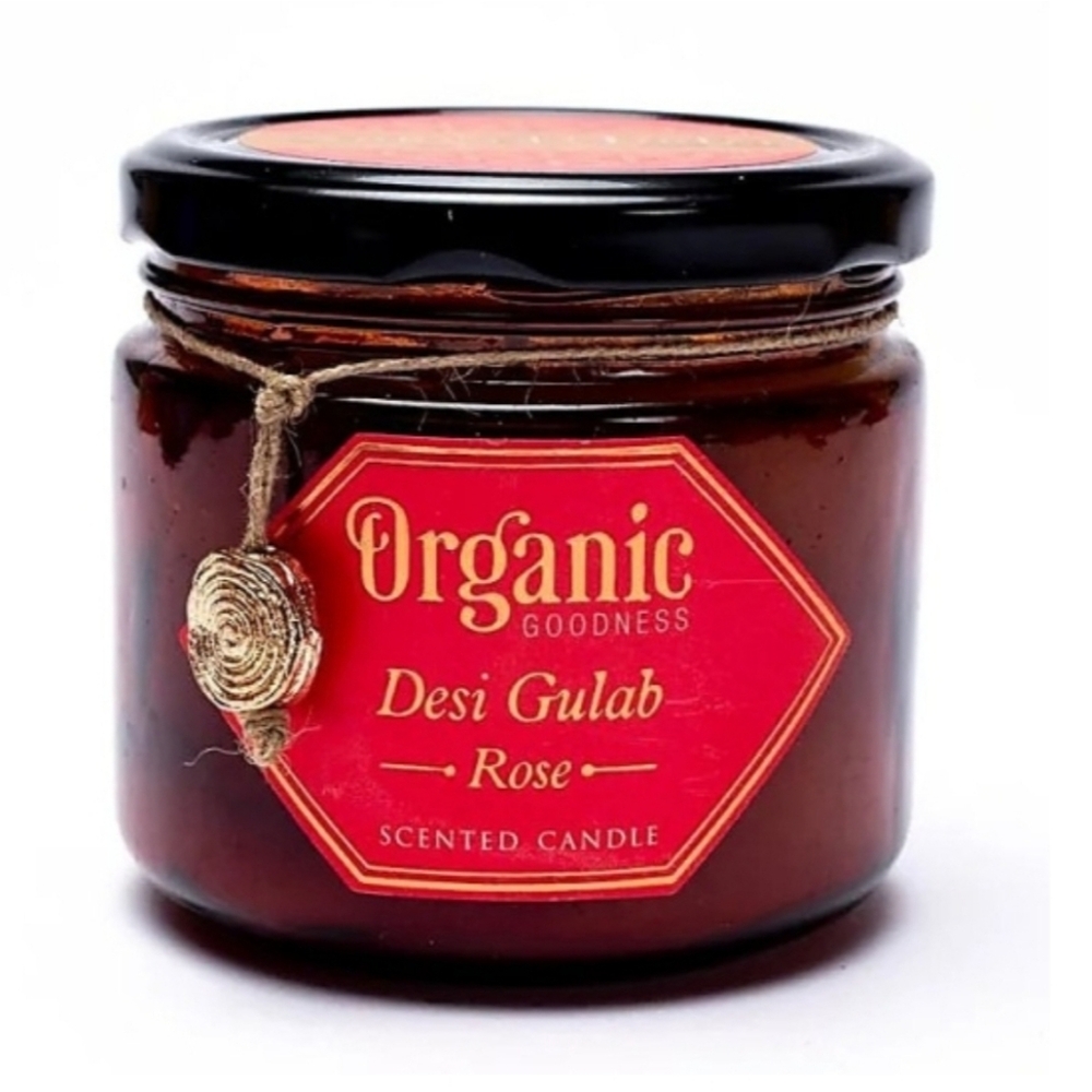 India Organic Soy Wax Candle Rose Desi Gulab 7 oz